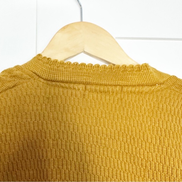 Renuka Mustard Cardigan sweater long sleeve goldenrod large textured cottagecore - Picture 4 of 8